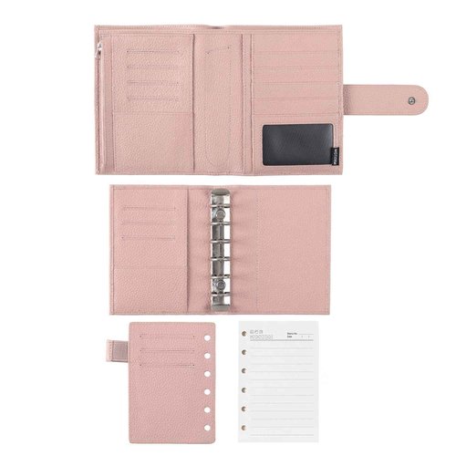 Moterm Pocket Versa - Pocket Size Binder Planner and Wallet Combo (Pebble-Dusty Rose, 19mm Ring)