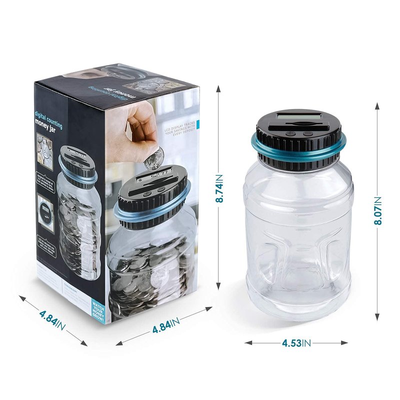 Large Piggy Bank for Boys Adults, Vcertcpl Digital Coin Counting Bank with LCD Counter, 1.8L Capacity Coin Bank Money Jar for Adults, Designed for All US Coins