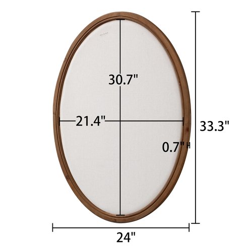 SOFE Large Oval Bulletin Board, Farmhouse Fabric Pin Boards for Walls, 33'' x 24'' Wall Mounted Decorative Vision Message Board for Office Home and School with Pins, Brown