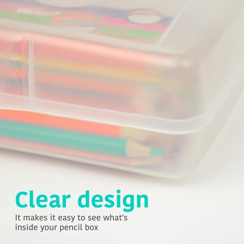 Storex Pencil Case – Plastic Organizer for Kids' Desks and Backpacks, Ice, 24-Piece Value Pack (61622A24C)