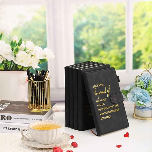 Kosiz 20 Pcs/10 Sets Employee Appreciation Gifts Bulk A5 Leather Notebook and Pen Inspirational Journal with Pen for Christmas Corporate Gifts Coworker Nurse Teacher(Black,May You Be Proud)