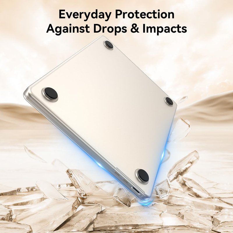 EooCoo Compatible with MacBook Air 13 inch Case M5 2026-2022 M4 M3 M2 A3449 A3240 A3113 A2681, Upgrade Matte, Scratch Resistant, Sturdy Protective Hard Shell for Mac Air 13.6 inch Case, Starlight