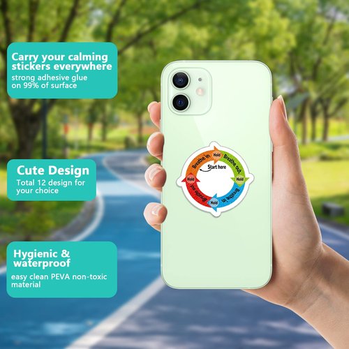 48 Pcs Breath Calm Anxiety Sensory Stickers Reusable Textured Tactile Rough Calming Stickers Adhesive Sensory Strips for School Office Classroom Desk Adults Teens Tension Supplies