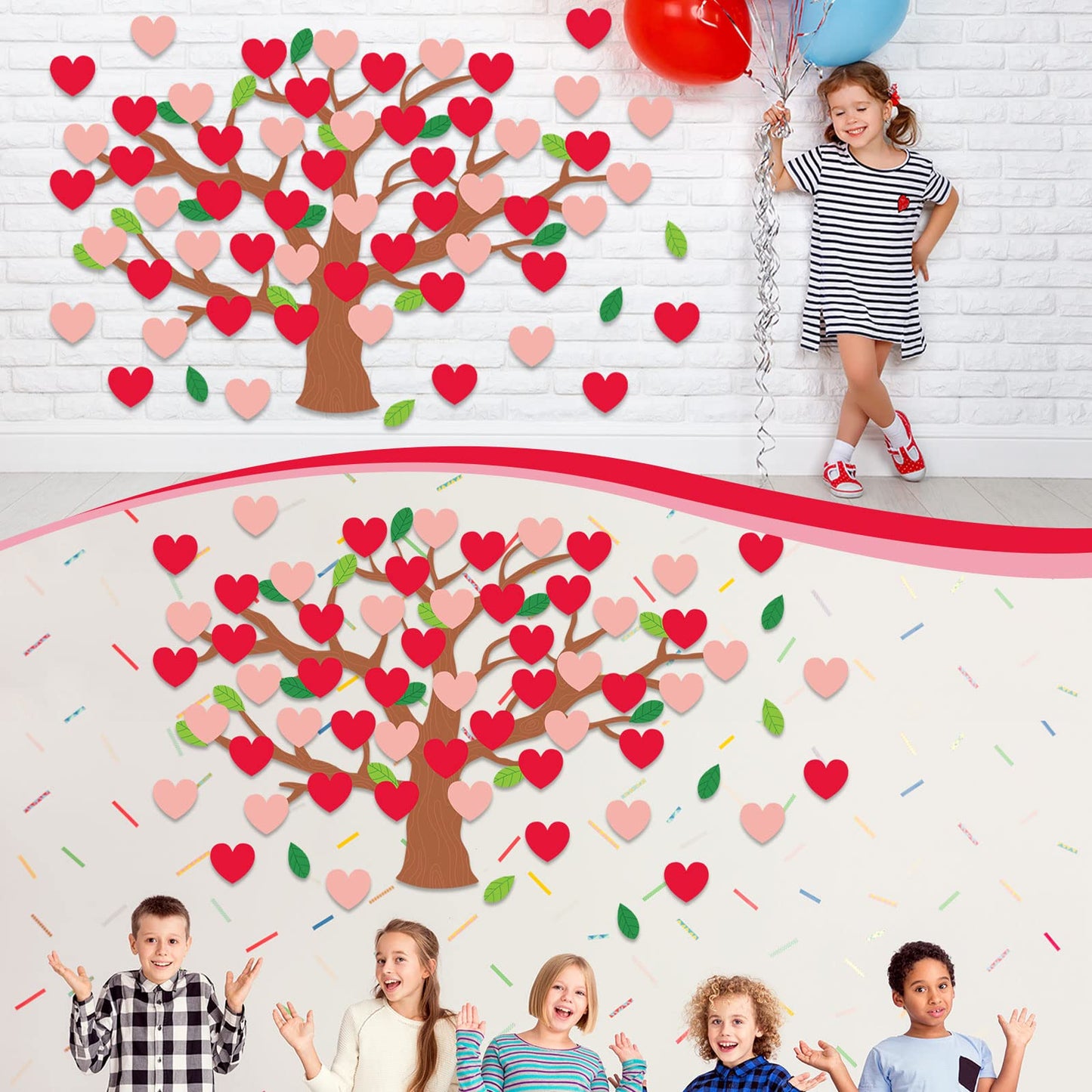 Pajean Valentines Day Bulletin Board Decorations Valentine Classroom Tree Bulletin Board Set January Cutouts Classroom Tree Wall Decor (Vivid Style)