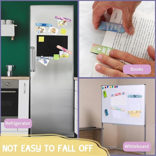 Kaluofan Magnetic Bookmarks - 15PCS Double-Sided Page Clips for Women, Students & Teachers