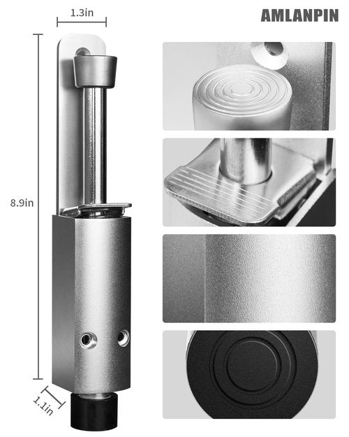 Door Stop - Heavy Duty Spring Loaded Step Down Push On Door Holder/Stopper - Foot Operated Door Holder for Outdoor and Commercial Use (2, Silver)