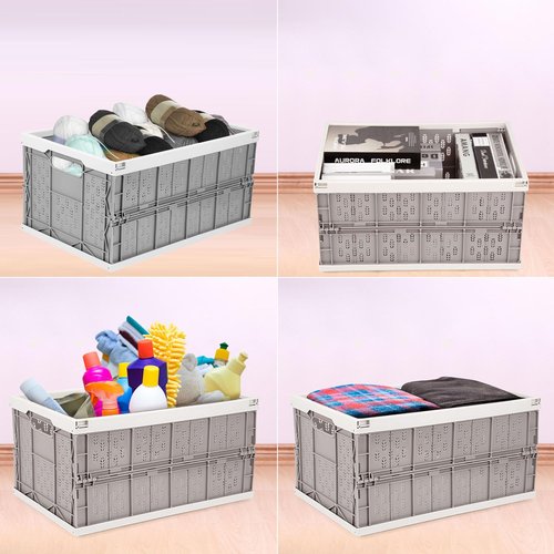 Livememory 2 Pack Foldable Crates, 31 Liters Plastic Milk Crate Storage Bin for Home, Laundry, Clothes(17.76x 12.01 x 9.29 in)