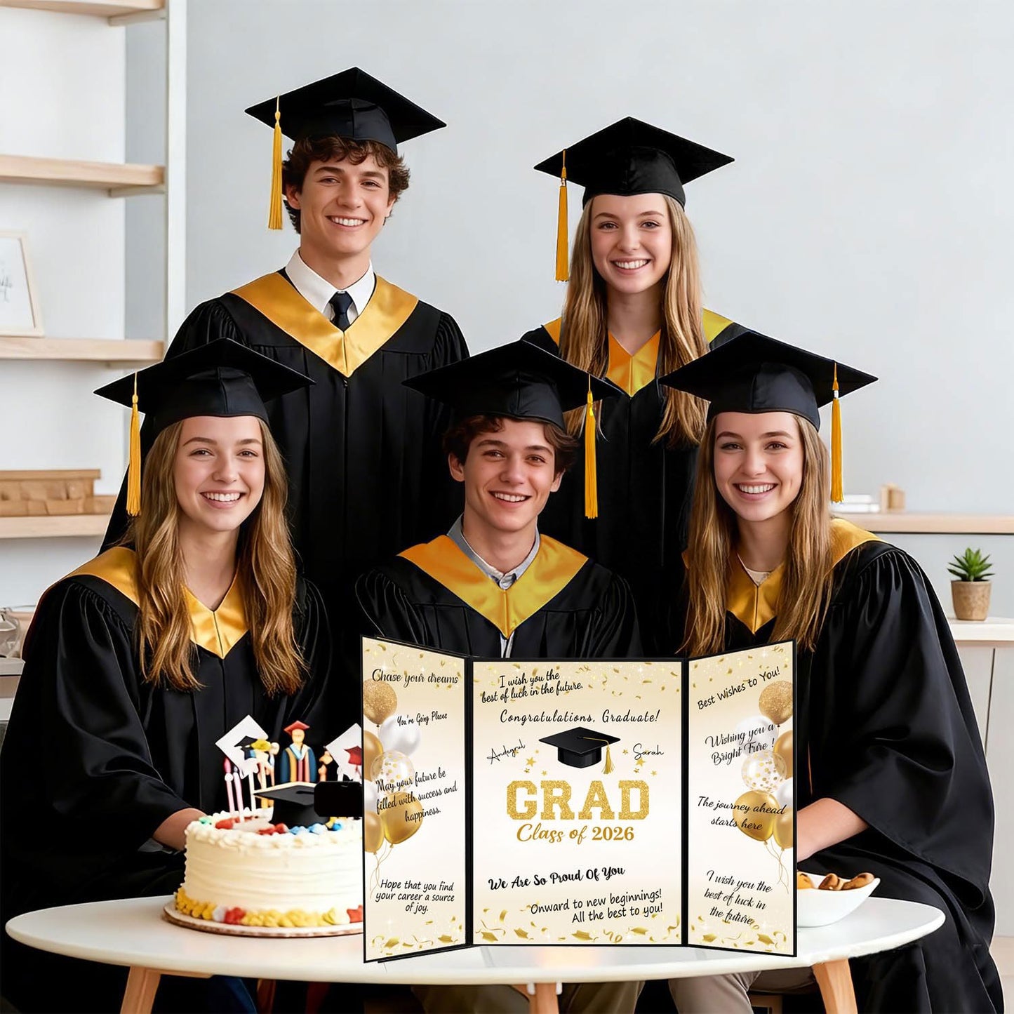 QIYANPAX 2026 Graduation Guest Book Alternative, Black and Gold Graduation Decorations Class of 2026, Graduation Signature Book, Congrats Grad Sign in Board, Graduation Gifts for Her Him