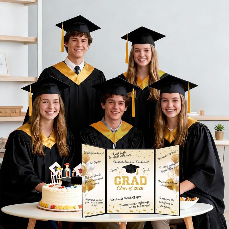 QIYANPAX 2026 Graduation Guest Book Alternative, Black and Gold Graduation Decorations Class of 2026, Graduation Signature Book, Congrats Grad Sign in Board, Graduation Gifts for Her Him