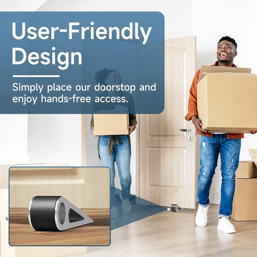 Heavy Duty Door Stopper - Aluminum & Rubber Wedge for Home, Office, Hotel | 4.92L x 1.02W x 1.22H Inch, Silver