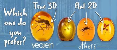 VEOJEIN Jurassic 3D Mosquito in Amber Resin | True 3D Original Design Realistic Flat Bottom Shaped | Measures 3.3 Inches Tall Dinosaur DNA Replica World | Collectable Prop | Cane Mount | Paper Weight
