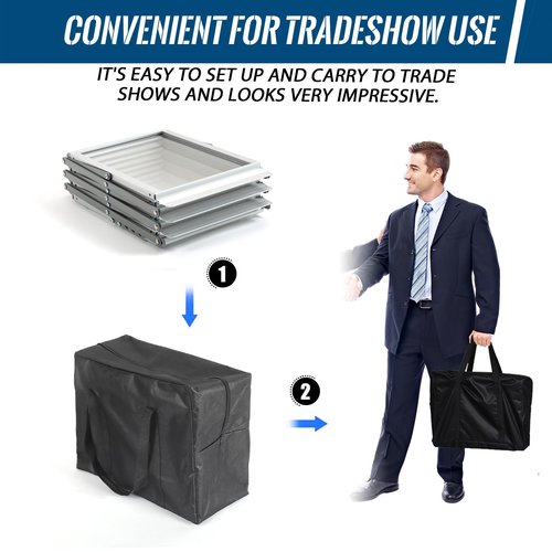 6 Pockets Aluminum Floor Standing Magazine Rack with Carrying Bag, Portable Pop-up Brochure Display Stand, Foldable Catalog Literature Display Stand, A4 Size, for Exhibition, Trade Shows, Office