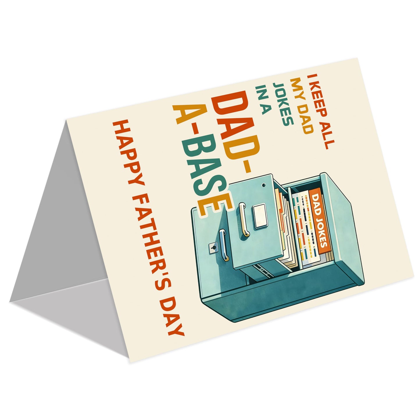 IDU Fathers Day Card, Funny Fathers Day Cards Gifts Decorations for Dad from Daughter Son, Happy Father's Day Cards Gifts Ideas with Envelope, Dad-a-base Pun Card for Dad