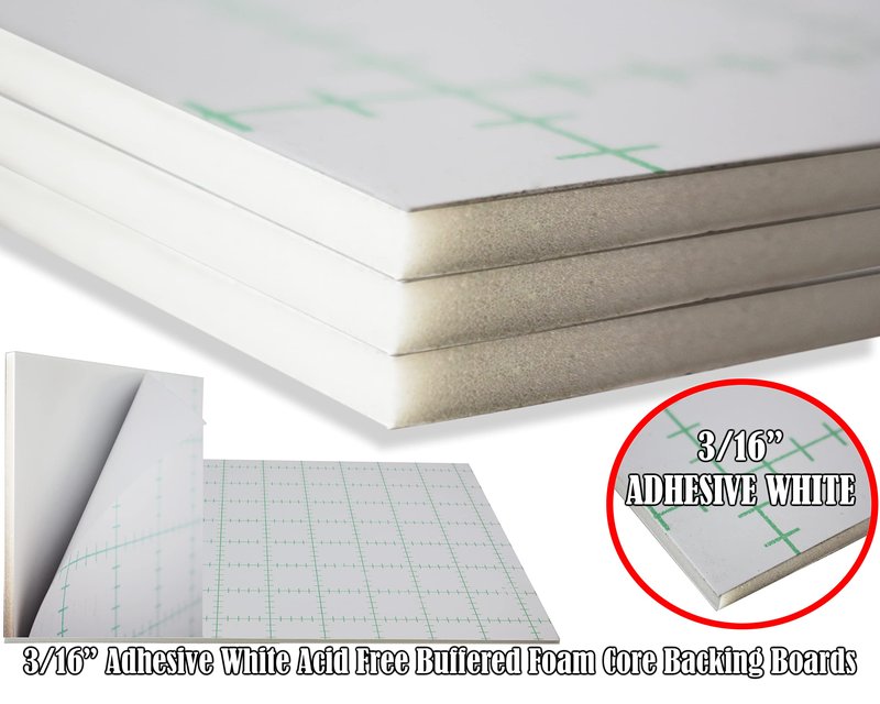 Self Adhesive Foam Board 8.5x11 10PK Self Stick Mounting Board. Foam Core with Adhesive 8.5x11 Foamboard. Poster Board with Sticky Side, Self Adhesive Foamcore 8.5X 11. White, Acid Free, 3/16 Thick
