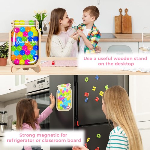 Magnetic Reward Jar, Personalized Smiley Tokens Reward Jar for Kids, DIY, Reward Jar, Classroom Management Tool, Reward Jars for Kids Magnetic, Back to School Gift for Kids