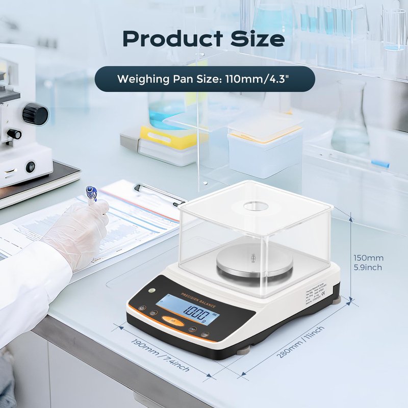 Bonvoisin Lab Analytical Balance 500g x 0.001g Precision Digital Scale .001 Gram Accuracy Laboratory Scientific Milligram Scale 17 Units Selectable