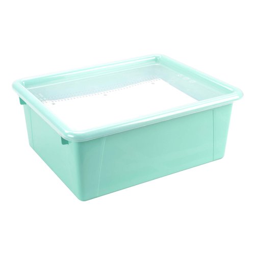 Storex Letter Size Deep Storage Tray – Organizer Bin with Non-Snap Lid for Classroom, Office and Home, Teal, 5-Pack (62549U05C)