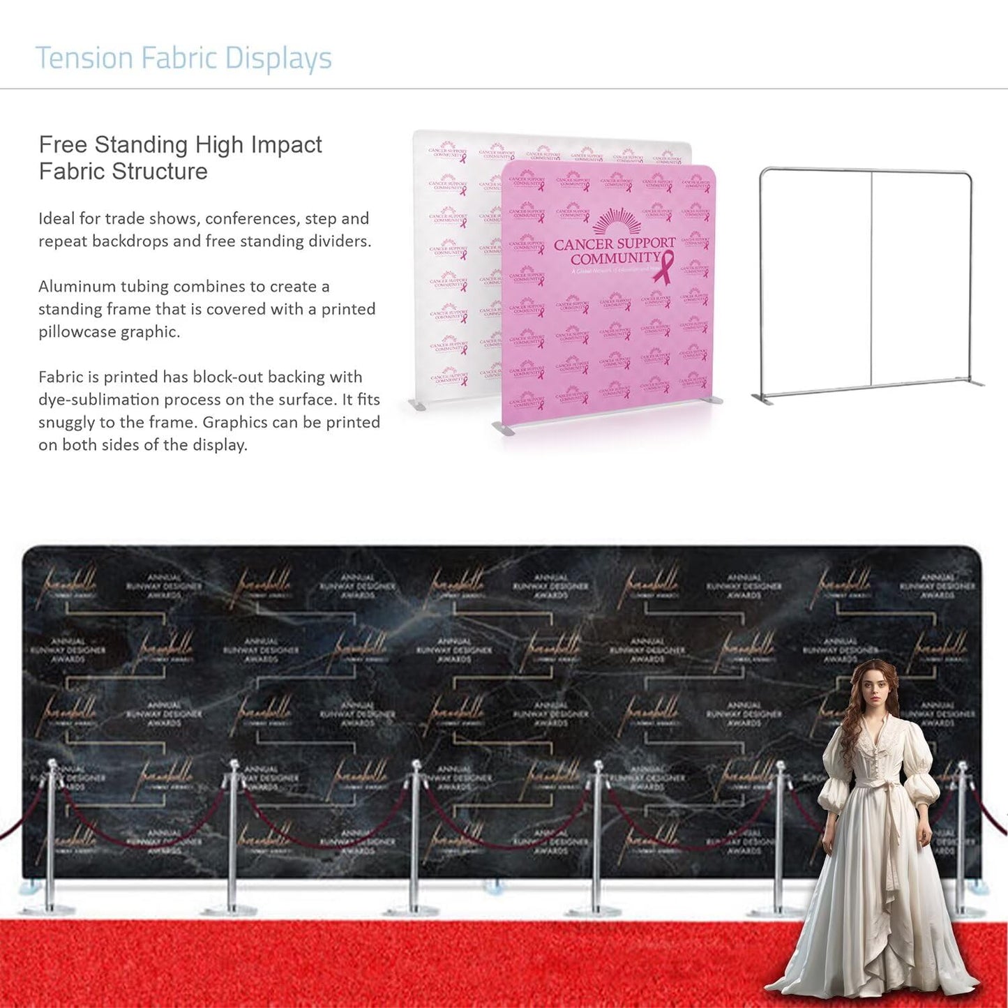 Bugedor Custom Tension Fabric Banner with Stand Trade Show Backdrop Display