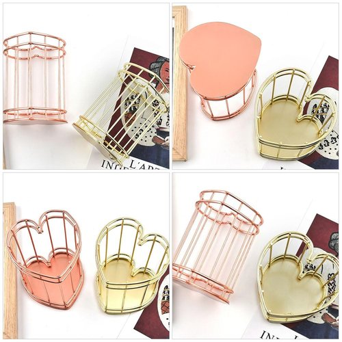 iplusmile Iron Heart Pen Holder Heart Pen Container Desk Containers Wire Makeup Brush Cup Pencil Holder Metal Pen Holder Office Desk Accessories Storage Basket Miss Stainless Steel Desktop