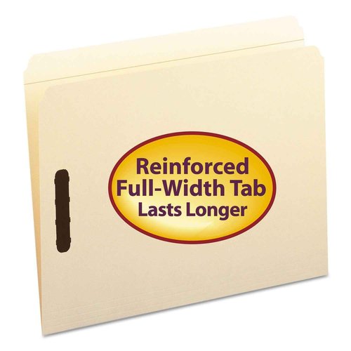 Smead Fastener File Folder, 2 Fasteners, Reinforced Straight-Cut Tab, Letter Size, Manila, 50 per Box (14513)