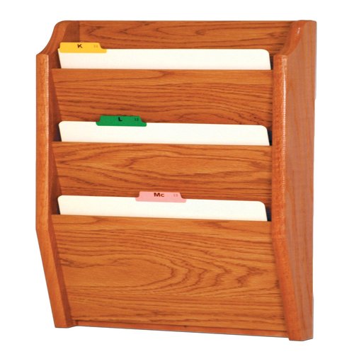 Wooden Mallet 3-Pocket File Holder, Legal Size, Medium Oak