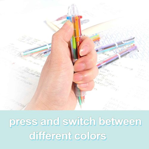 Mluchee 100 Pack Multicolor Pens 6-in-1, Party Backs to School Pens, Bulk Fun Pen for Adults Student Gifts, Retractables Rain-bow Cool Color Ballpoint Pens Thanksgiving Christmas Gifts