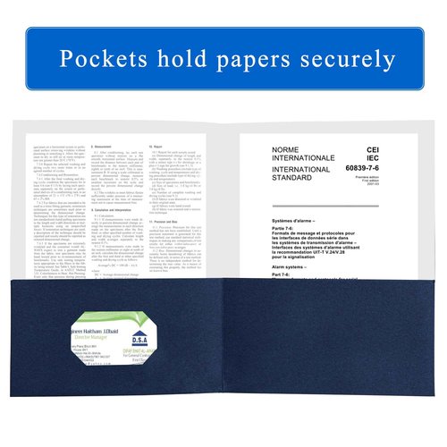 Zzrywuty 100 Packs Paper Folders with Pockets for Students,Businessmen and Office Workers,Letter Size,Two Pocket Folders with Card Slot for School Supplies,Office,Business (Royal Blue)