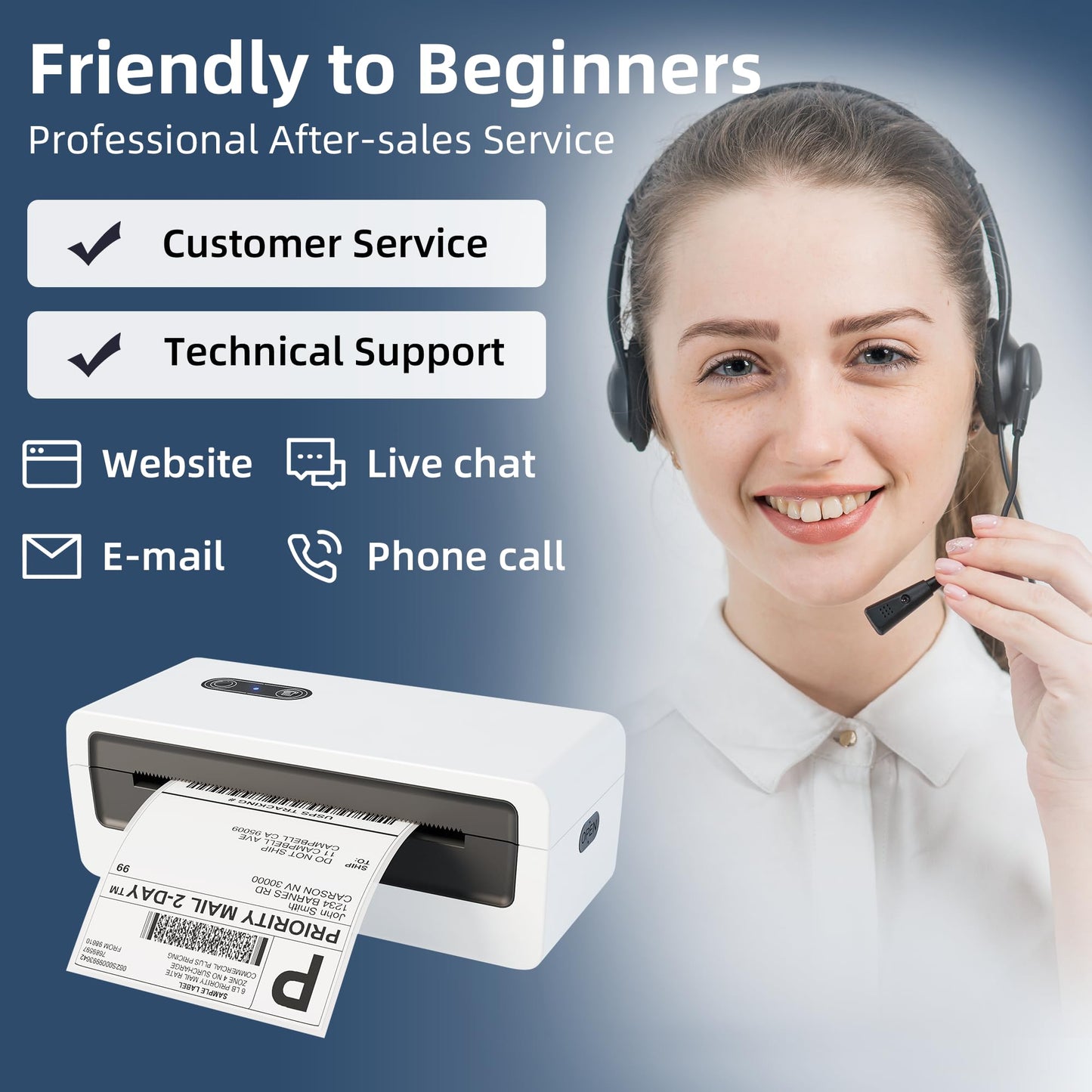 Jiose Shipping Label Printer - 4x6 Desktop Thermal Label Printer for Small Business - Compatible with MacOS Windows