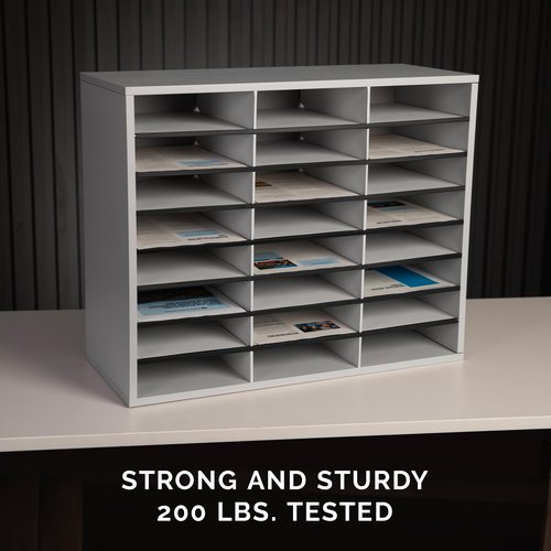 Fellowes 25041 Literature Organizer - 24 Compartment, Letter, Dove Gray