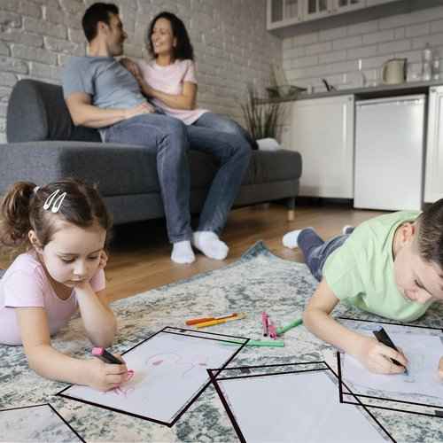 100 Packs Dry-Erase Pockets Bulk Oversized Reusable Dry Erase Pocket Sleeves with 6 Rings, 10x14 Black Ticket Holders, Clear Plastic Sheet Protectors, Teacher School Classroom Supplies