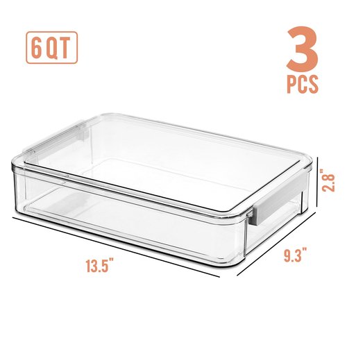 Citylife 3 PCS 9 x 13 Plastic Storage Bins with Lids and Latches, Portable Art Supply Storage Organizer, Paper Storage Box for Organizing A4 Paper, Letters, Documents, Art Supplies, and Crafts