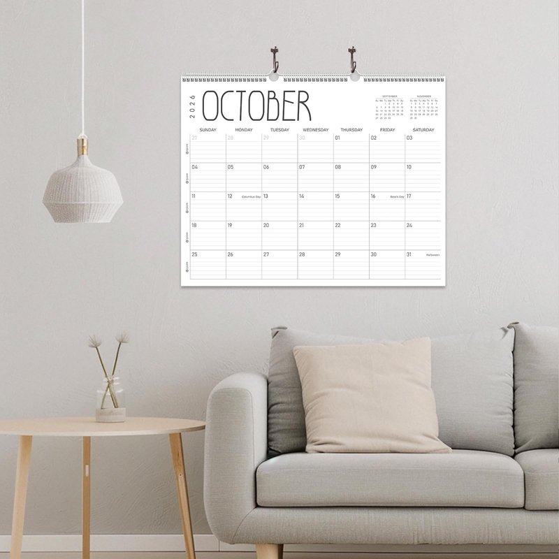 GuassLee Wall Calendar 2026-2027, 24-Month Wall Calendar Runs from January 2026 until December 2027,14" X 11" Hanging Monthly Planner with Thick Paper, Ruled Blocks for Home School Office Organizing
