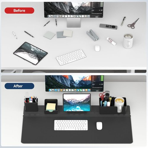 KDD Desk Pad Set - 5-in-1 Large Mouse Mat with Phone Stand, Cup Holder & Storage Box | Office & Home Accessories