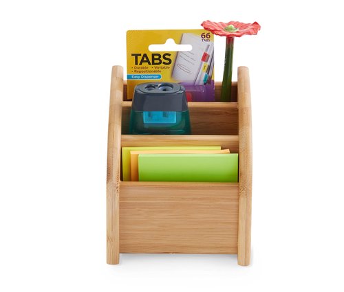 Bookaholic Desk Organizer 3 Tier Bamboo Mini Desk Storage for Office Supplies, Toiletries, Crafts, Great for Desk, Vanity, Tabletop in Home or Office Makeup Organizer