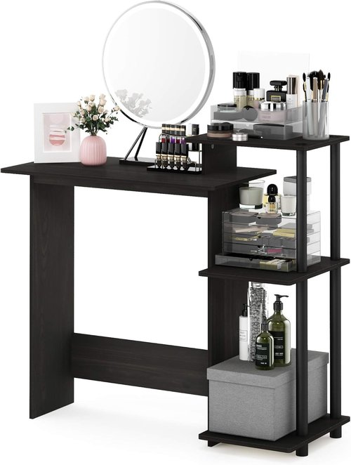 Furinno Efficient Gaming Desk - 28.6" Wide with 3 Open Side Shelves | Perfect for Home Office & Study Room