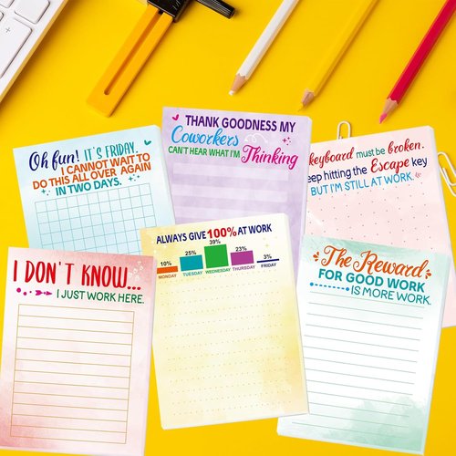 Fancy Land Notepads - Funny Memo Pads with Sayings | Christmas Gag Gifts for Office | 6 Pack