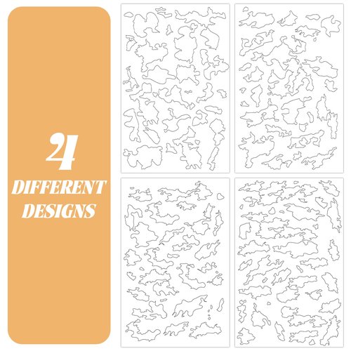 Marspark 4 Pcs Adhesive Sticker Camouflage Adhesive Spray Paint Sticky Gun Rifle Camo Stencils Camo Stickers for Paint Spray (4 CPS,Novel)