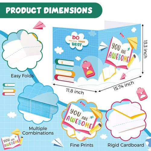 36 Pcs Desk Dividers Privacy Boards for Student Classroom Privacy Folders for Student Desks Study Carrels Reduces Distractions for School Tests, 15.76 x 13.3 x 11.8 inches(You are Awesome)