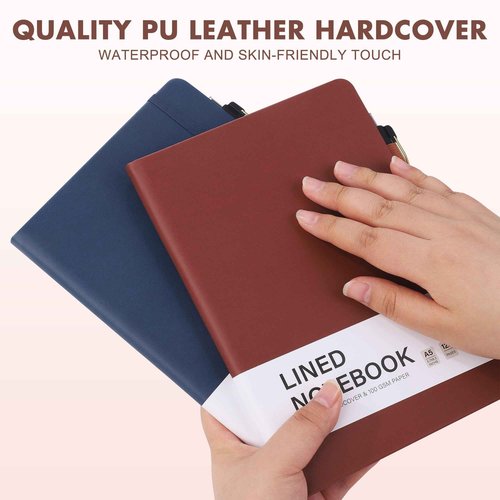 Aodaer 12 Set Lined Notebook Journals with Pens A5 Notebooks 100 GSM College Ruled Hardcover Notebook PU Leather Notepad with Pen Holder for Office School, 5.7 x 8.3 Inches, Deep Multicolor