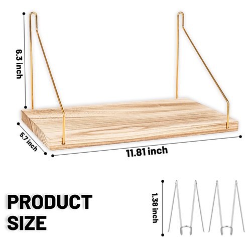 2-Pack Cubicle Shelf For Fabric Walls With Hooks:12x6.0in Wooden Cubicle Shelf Hanging Silver Bracket Use For Office Cubicle Accessories Office Stylish Ations Cubicle Decorations For Women Desk