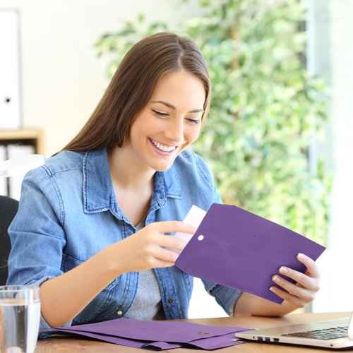 300 Pcs 6 x 9 Manilla Envelopes Clasp Kraft Catalog Envelope with Clasps Closure for Storing Mailing 28 lb Kraft Paper for Office Document Business School(Purple)