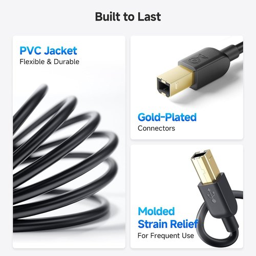 Cable Matters USB Printer Cable - 10ft USB A to B, Compatible with Printers & Scanners | Black