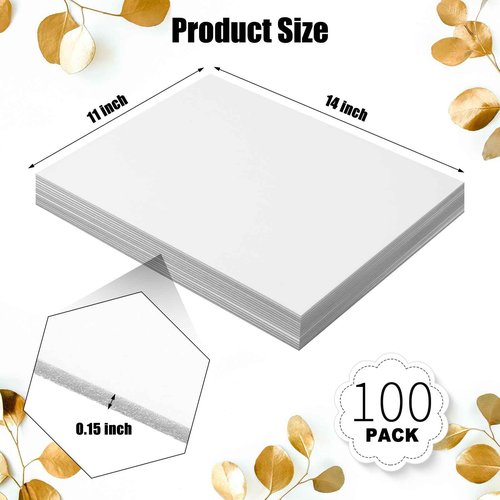 Frienda 100 Pack Foam Boards 1/8 Inch Thickness Foam Poster Boards Core Backing Board for Projects Presentation Board for School Crafts Office Art Projects(11x14x0.125 Inches,White)