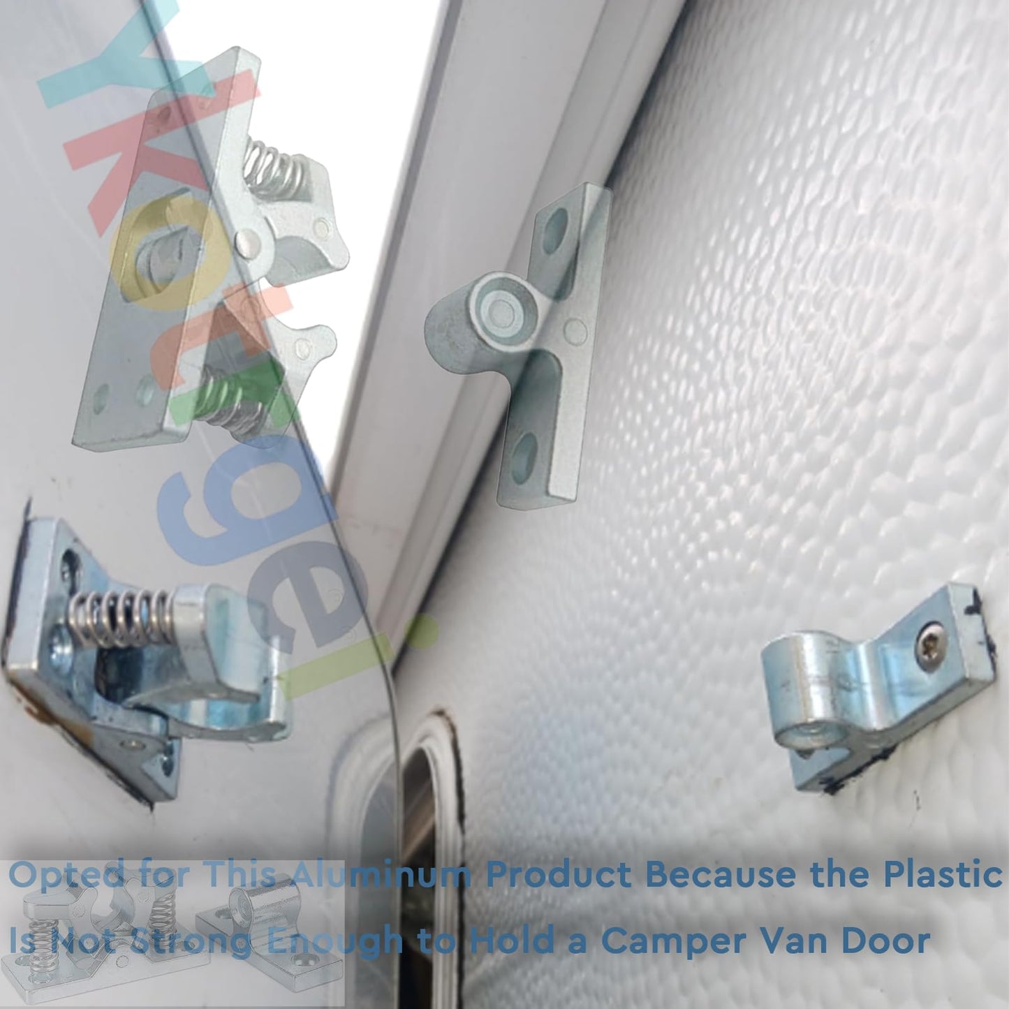 Heavy RV Door Holder Zinc Alloy Trailer Door Latch, Spring Loaded Double Roller Catch Easy Lock Stop for Trailers, Boats, Garage, Cabinets & Home Use with Screws (4 Pcs)
