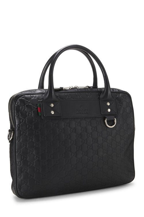 Gucci, Pre-Loved Black Guccissima Leather Briefcase, Black