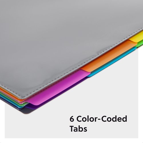 Smead 12 Pocket Poly Project Organizer, Letter Size, 1/3-Cut Tab, Gray with Bright Colors (89207)(Pack of 10)