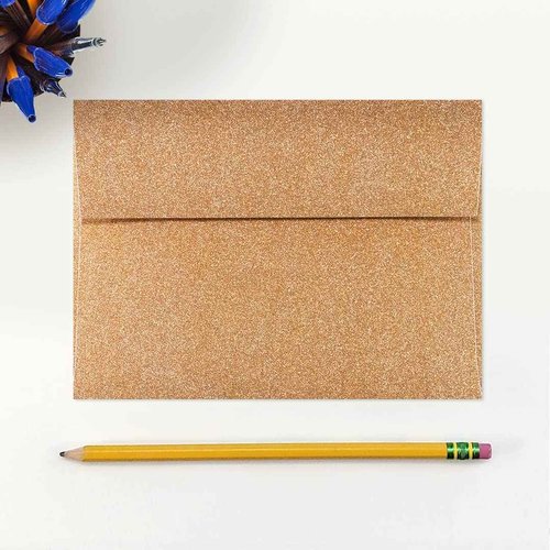 LUXPaper A7 Invitation Envelopes | Peel & Press | 5 1/4" x 7 1/4" | Rose Gold Sparkle | 90lb. Text | 50 Qty