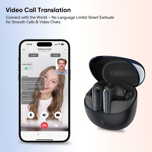 AI Translation Earbuds Real Time: 134 Language Translator Earbuds, Bluetooth 5.4 Translator Headphone, ANC & ENC Translator Headset IPX5 Waterproof in-Ear Wireless Earphone for Travel Meeting Learning