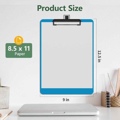 Juvealoe Blue Clipboard with Pen Holder, 8.5 x 11 Plastic Clip Boards with Black Low Profile Clip, Letter Size for Classroom, Teacher, Students, School, School & Office Supply(Pack of 20)