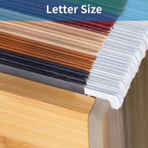 Sbanmao Clear Acrylic File Box Organizer, Bamboo Hanging Folder Storage Boxes, Filing Crate Bin Holder with Handle for Home Office Desk, Letter Size